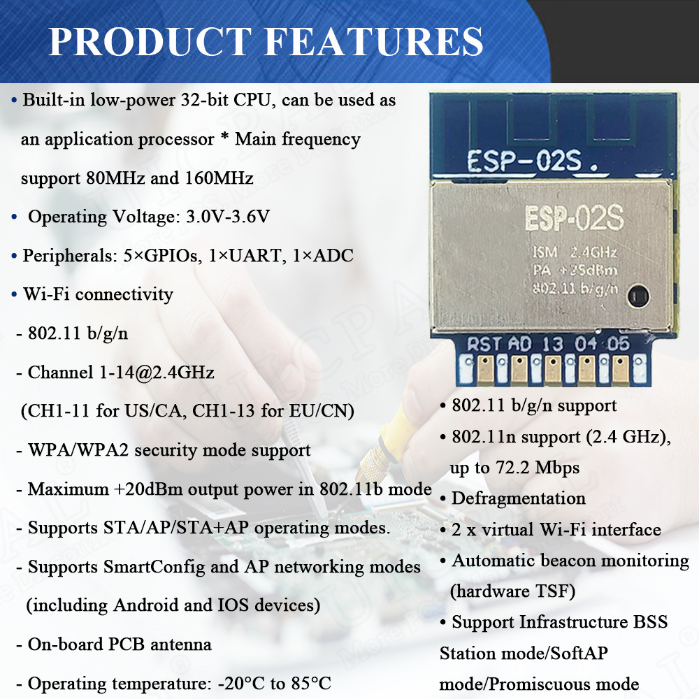 Seri ESP-02S nirkabel 2.4G Wif - Smart Home Module Iot ulasan dan harga
